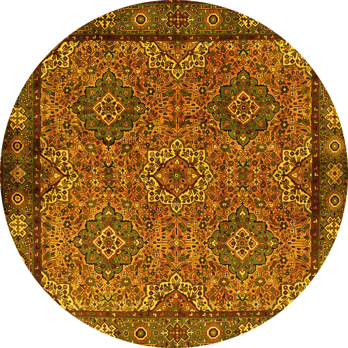 Round Persian Yellow Traditional Rug, tr2217yw