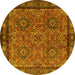 Round Persian Yellow Traditional Rug, tr2217yw