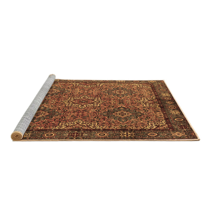 Sideview of Machine Washable Persian Brown Traditional Rug, wshtr2217brn