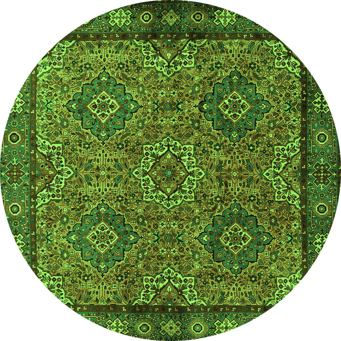 Square Persian Green Traditional Rug, tr2217grn