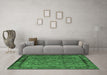 Machine Washable Persian Emerald Green Traditional Area Rugs in a Living Room,, wshtr2217emgrn