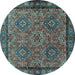 Round Persian Light Blue Traditional Rug, tr2217lblu