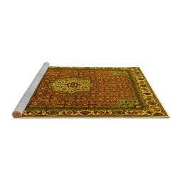 Sideview of Machine Washable Persian Yellow Traditional Rug, wshtr2218yw
