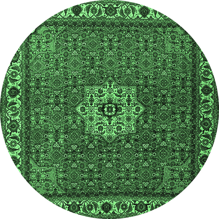 Round Machine Washable Persian Emerald Green Traditional Area Rugs, wshtr2218emgrn