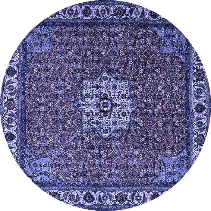 Round Machine Washable Persian Blue Traditional Rug, wshtr2218blu