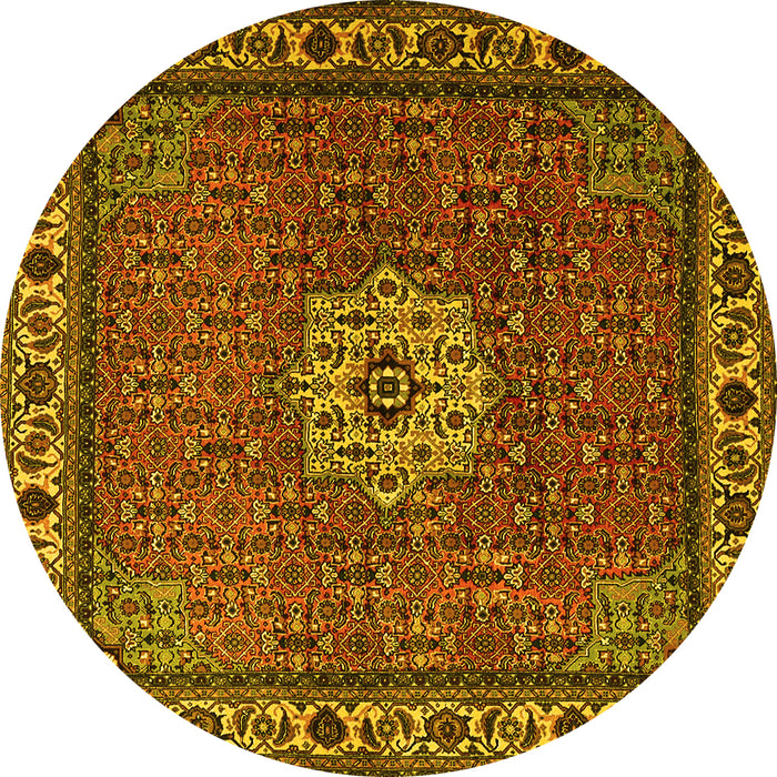 Round Persian Yellow Traditional Rug, tr2218yw