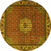 Round Persian Yellow Traditional Rug, tr2218yw