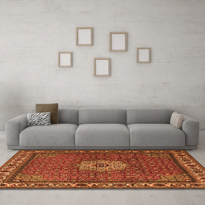 Machine Washable Persian Orange Traditional Area Rugs in a Living Room, wshtr2218org