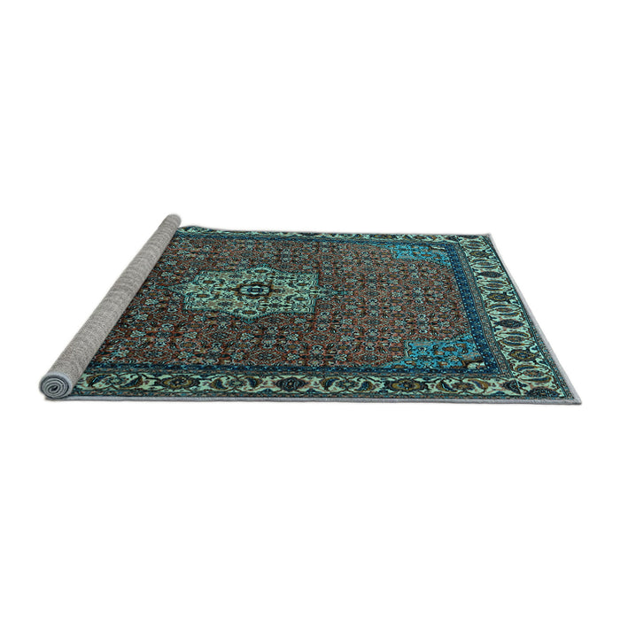 Sideview of Machine Washable Persian Light Blue Traditional Rug, wshtr2218lblu