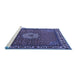 Sideview of Machine Washable Persian Blue Traditional Rug, wshtr2218blu