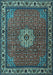 Machine Washable Persian Light Blue Traditional Rug, wshtr2218lblu