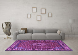 Machine Washable Persian Purple Traditional Area Rugs in a Living Room, wshtr2218pur