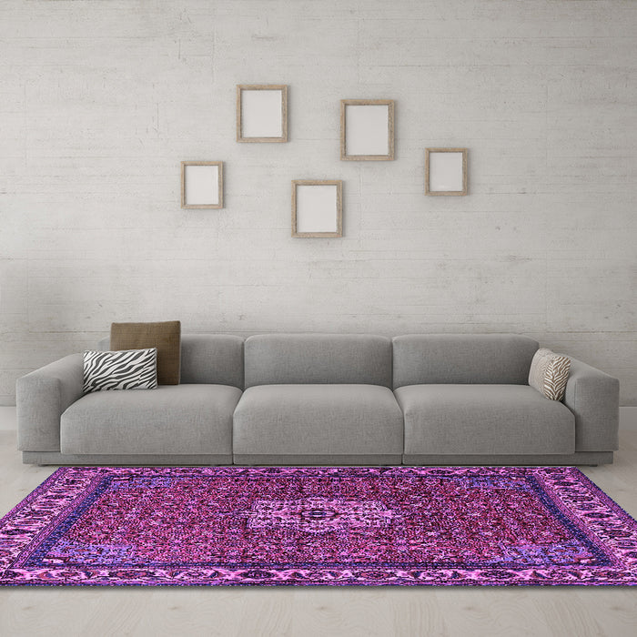 Machine Washable Persian Purple Traditional Area Rugs in a Living Room, wshtr2218pur
