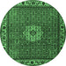 Round Persian Emerald Green Traditional Rug, tr2218emgrn