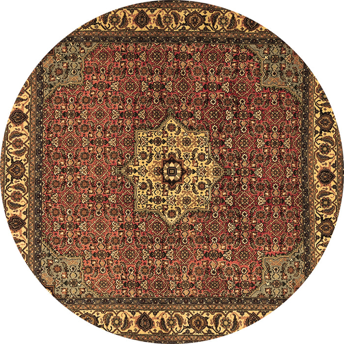 Round Machine Washable Persian Brown Traditional Rug, wshtr2218brn