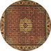 Round Machine Washable Persian Brown Traditional Rug, wshtr2218brn