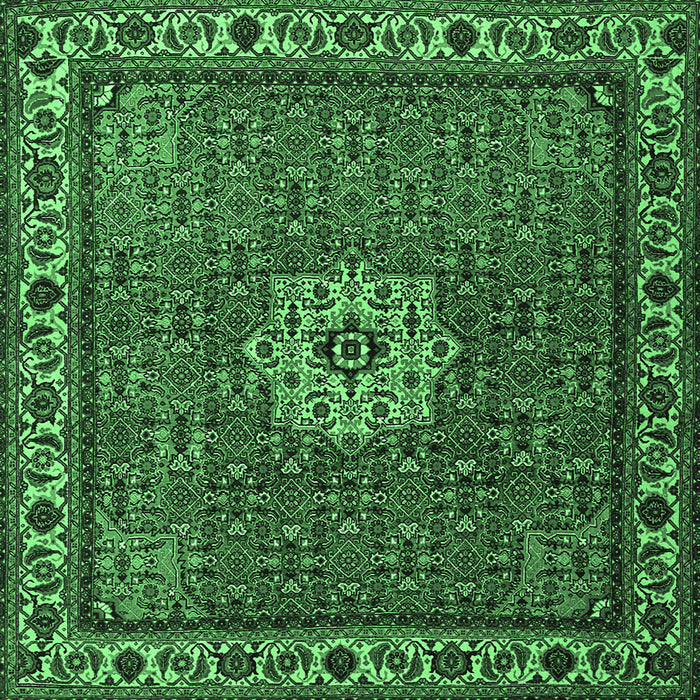 Square Machine Washable Persian Emerald Green Traditional Area Rugs, wshtr2218emgrn