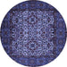 Round Machine Washable Persian Blue Traditional Rug, wshtr2219blu