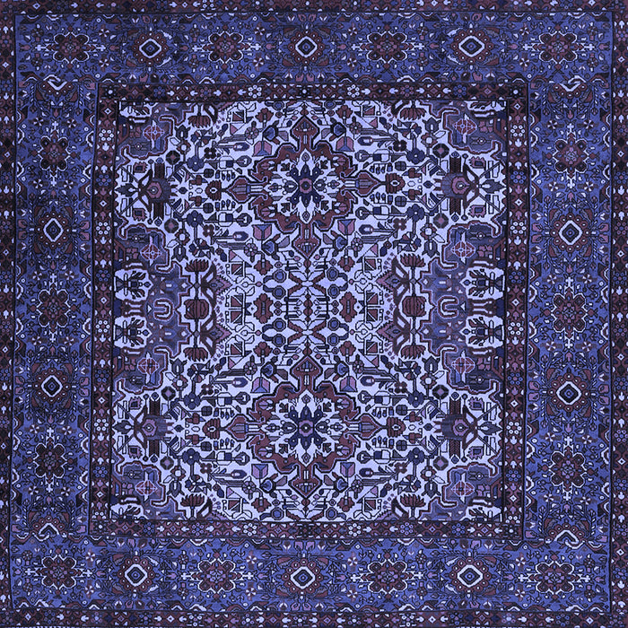 Square Machine Washable Persian Blue Traditional Rug, wshtr2219blu