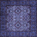 Square Machine Washable Persian Blue Traditional Rug, wshtr2219blu