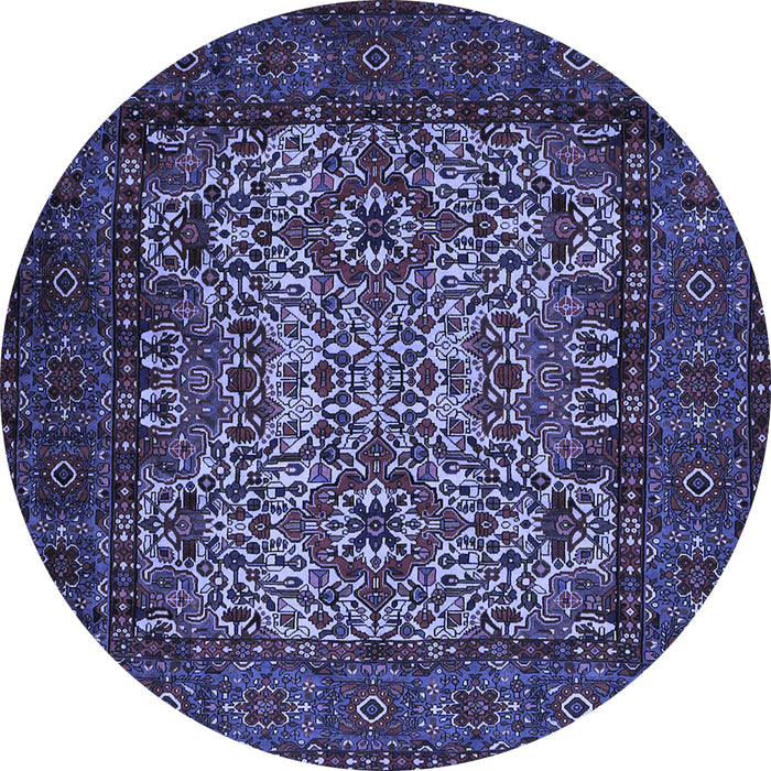Round Persian Blue Traditional Rug, tr2219blu