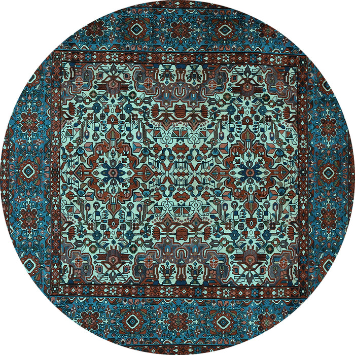 Round Machine Washable Persian Light Blue Traditional Rug, wshtr2219lblu