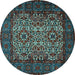 Round Machine Washable Persian Light Blue Traditional Rug, wshtr2219lblu