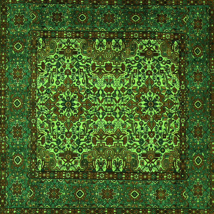 Round Machine Washable Persian Green Traditional Area Rugs, wshtr2219grn