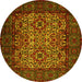 Round Persian Yellow Traditional Rug, tr2219yw