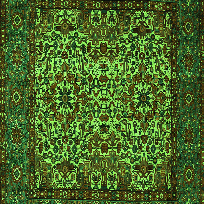 Serging Thickness of Machine Washable Persian Green Traditional Area Rugs, wshtr2219grn