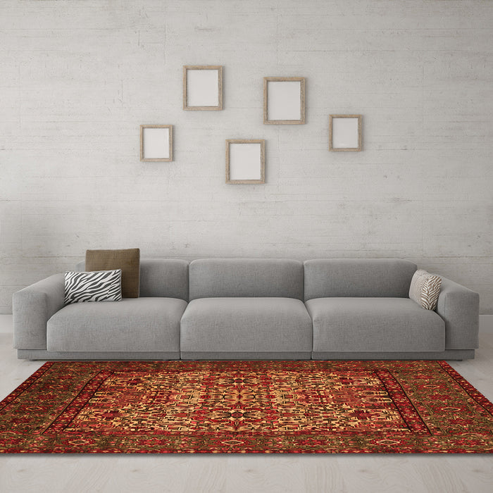Machine Washable Persian Orange Traditional Area Rugs in a Living Room, wshtr2219org
