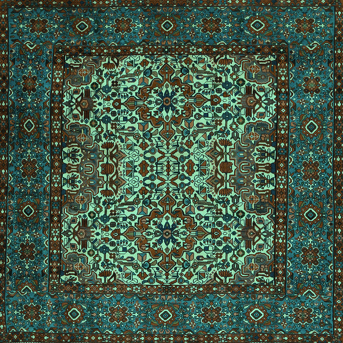 Square Machine Washable Persian Turquoise Traditional Area Rugs, wshtr2219turq