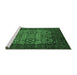 Sideview of Machine Washable Persian Emerald Green Traditional Area Rugs, wshtr2219emgrn