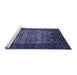 Sideview of Machine Washable Persian Blue Traditional Rug, wshtr2219blu