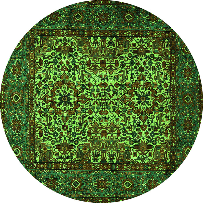 Square Persian Green Traditional Rug, tr2219grn