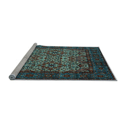 Sideview of Machine Washable Persian Light Blue Traditional Rug, wshtr2219lblu