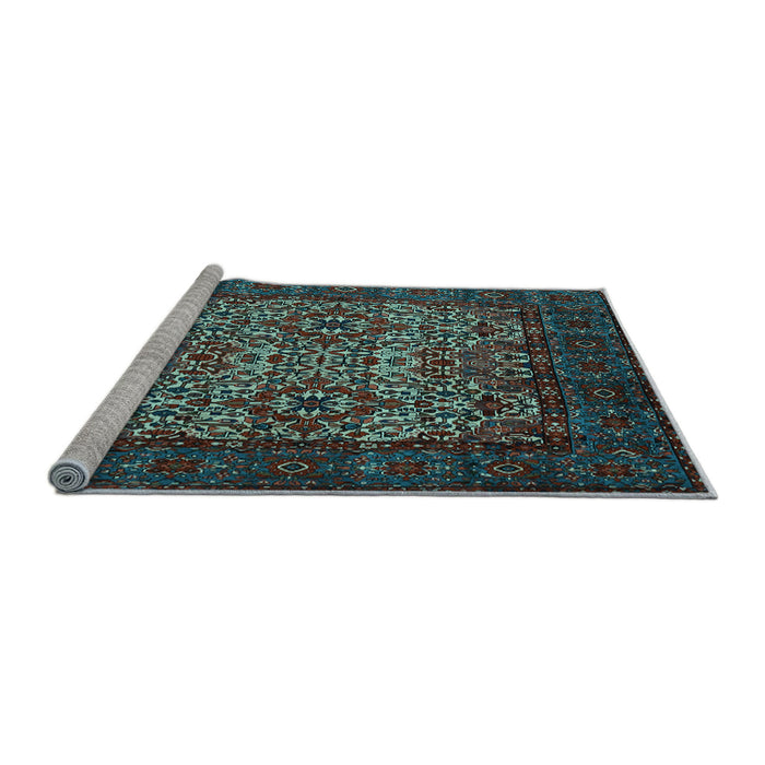 Sideview of Machine Washable Persian Light Blue Traditional Rug, wshtr2219lblu