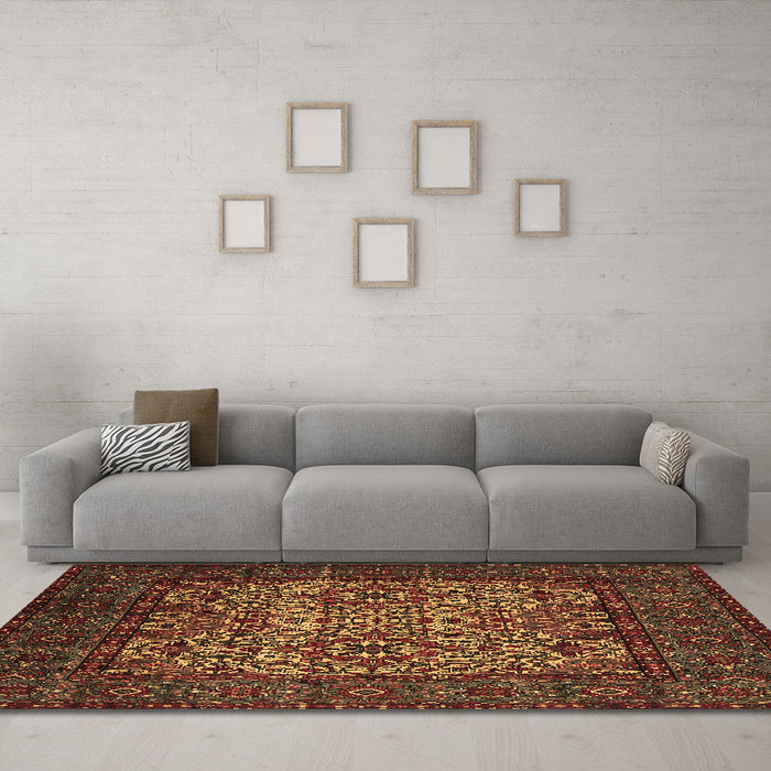 Machine Washable Persian Brown Traditional Rug in a Living Room,, wshtr2219brn