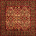 Round Machine Washable Persian Orange Traditional Area Rugs, wshtr2219org