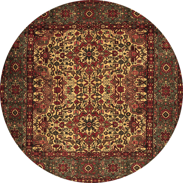 Round Machine Washable Persian Brown Traditional Rug, wshtr2219brn