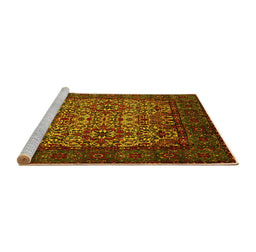 Sideview of Machine Washable Persian Yellow Traditional Rug, wshtr2219yw