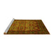 Sideview of Machine Washable Persian Yellow Traditional Rug, wshtr2219yw