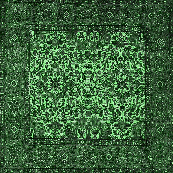 Square Persian Emerald Green Traditional Rug, tr2219emgrn