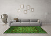 Machine Washable Persian Green Traditional Area Rugs in a Living Room,, wshtr2219grn