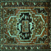 Square Machine Washable Persian Turquoise Traditional Area Rugs, wshtr221turq