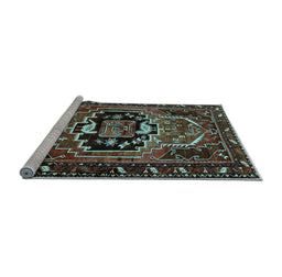 Sideview of Machine Washable Persian Light Blue Traditional Rug, wshtr221lblu
