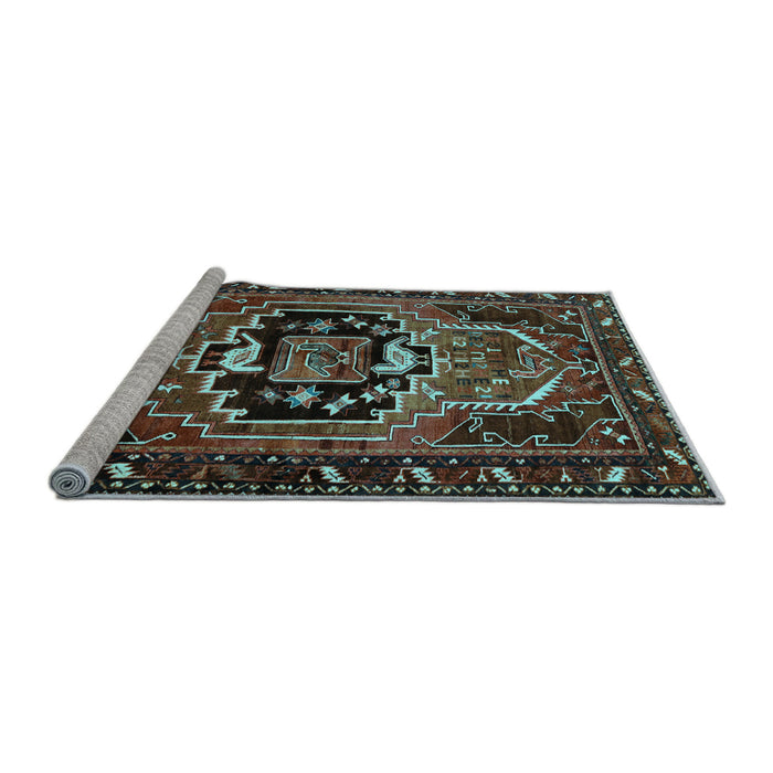 Sideview of Machine Washable Persian Light Blue Traditional Rug, wshtr221lblu