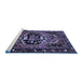 Sideview of Machine Washable Persian Blue Traditional Rug, wshtr221blu