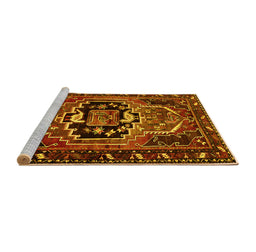 Sideview of Machine Washable Persian Yellow Traditional Rug, wshtr221yw