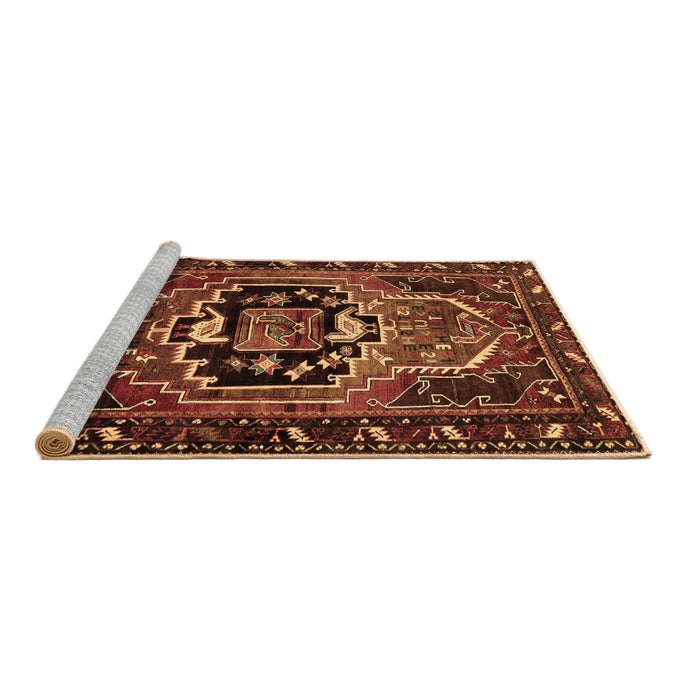 Sideview of Machine Washable Persian Brown Traditional Rug, wshtr221brn